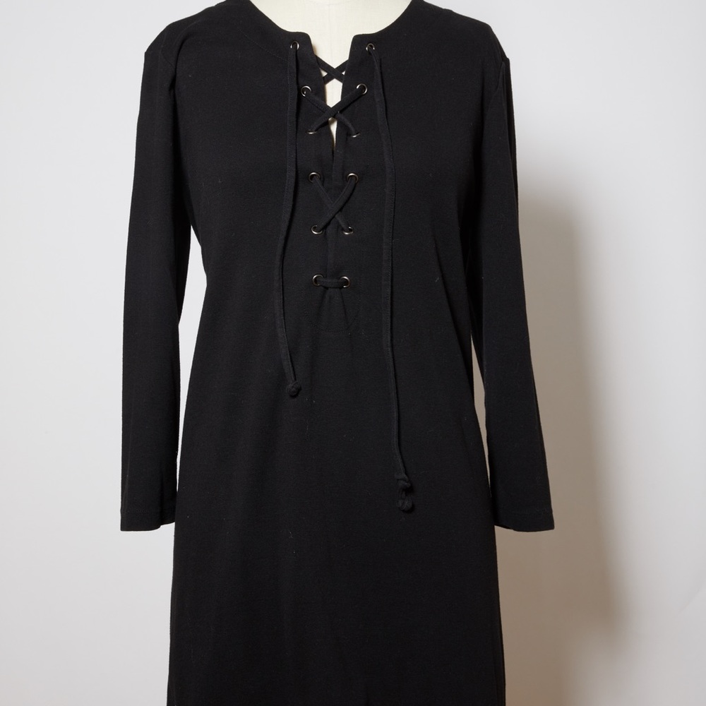 Free People black knit lace up mini dress